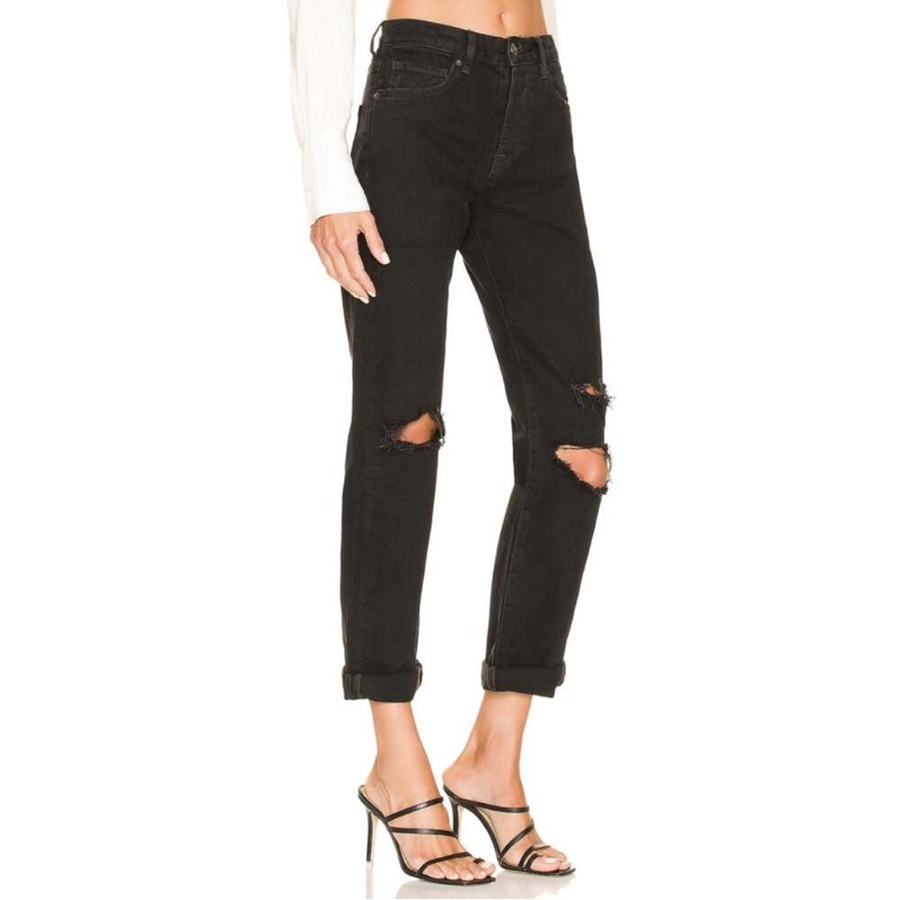 We The Free People Bren Black Magic Button Fly Boyfriend Distressed Jeans Sz 30 - Picture 3 of 13